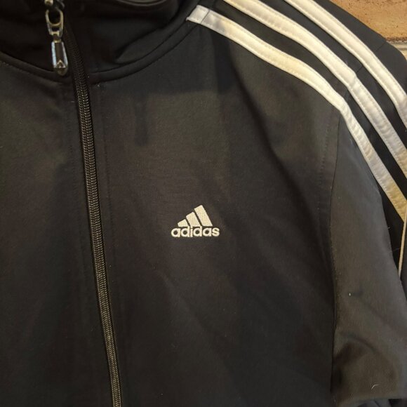 Adidas Black Full-Zip Track Jacket W/White Stripes Men's Size M - Picture 2 of 9